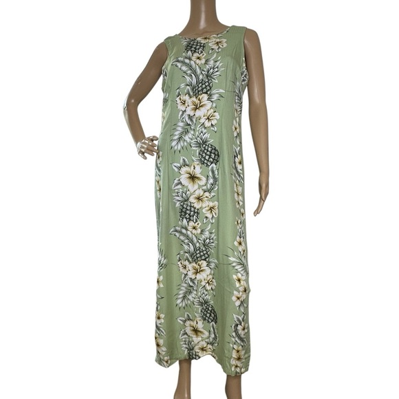 Hawaiian Reserve Collection vintage green maxi dress Large - Picture 1 of 7